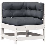 vidaXL Salon de jardin 3 Pièces avec coussins blanc bois de pin massif