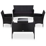 vidaXL Salon de jardin 5 Pièces avec coussins résine tressée noir
