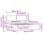 vidaXL Cadre de lit avec tête de lit rembourrée Noir 200 x 200 cm