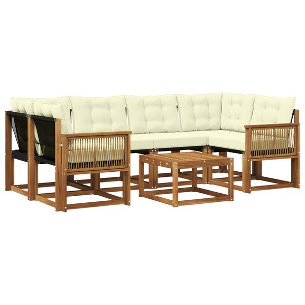 vidaXL Ensemble de canapés d'extérieur 7 pc Naturel et Crème