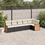vidaXL Salon de jardin 6 Pièces avec coussins noir résine tressée
