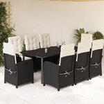 vidaXL Ensemble à manger de jardin 9Pièces coussins noir résine tressée
