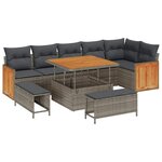 vidaXL Ensemble de canapé de jardin 9 Pièces Gris 100 x 100 x 71 cm