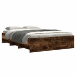 vidaXL Cadre de lit sans matelas chêne fumé 135x190 cm bois ingénierie