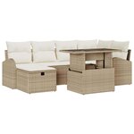 vidaXL Ensemble de canapé de jardin 7 Pièces Beige Poly rotin