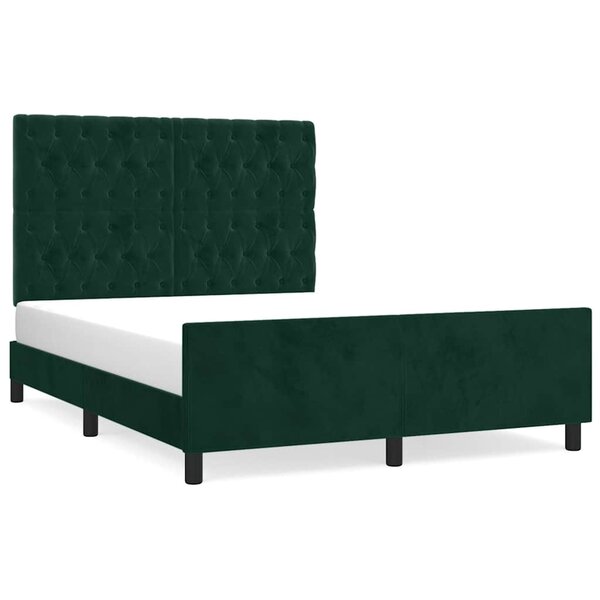 vidaXL Cadre de lit sans matelas vert foncé 140x190 cm velours