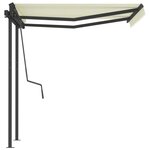 vidaXL Auvent manuel rétractable avec poteaux 3 5x2 5 m Crème