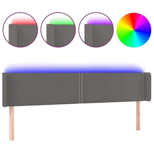 vidaXL Tête de lit à LED Gris 183x16x78/88 cm Similicuir