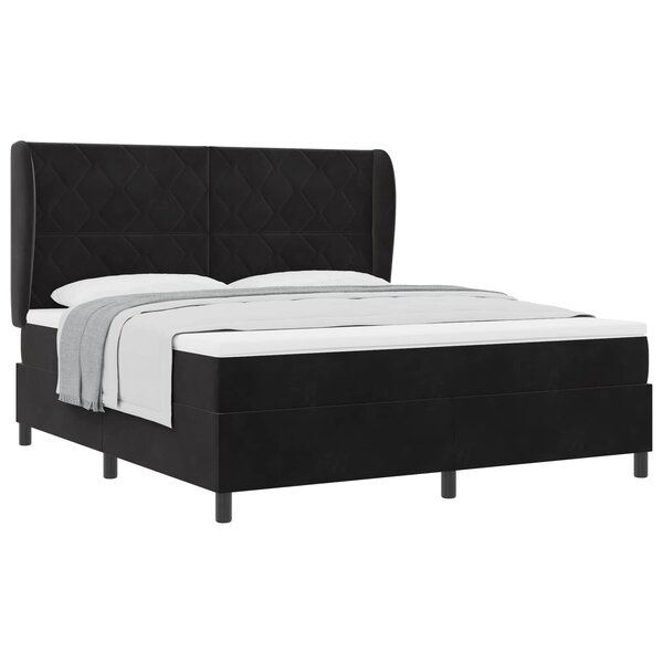 vidaXL Lit à ressorts avec matelas Noir 200 x 180 cm Polyester