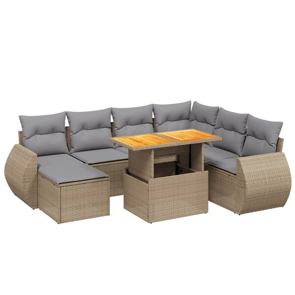 vidaXL Salon de jardin avec coussins 8 Pièces beige résine tressée