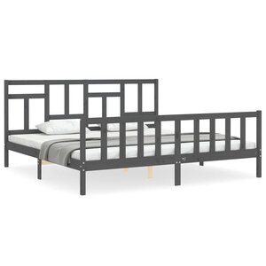 vidaXL Cadre de lit sans matelas gris 200x200 cm bois massif de pin