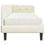 vidaXL Cadre de lit d'angle avec matelas Crème 80 x 200 cm Velours