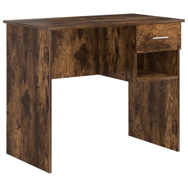 vidaXL Bureau avec tiroir Chêne fumé 90 x 49 x 75 cm Bois d'ingénierie