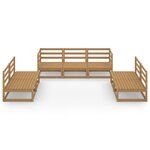 vidaXL Salon de jardin 7 Pièces marron miel bois de pin massif
