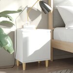 vidaXL Table de chevet avec pieds en bois massif Blanc 40x30x50 cm