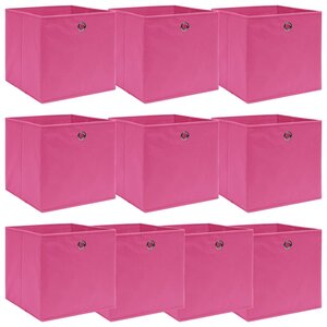 vidaXL Boîtes de rangement 10 Pièces Rose 32x32x32 cm Tissu