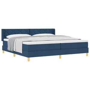 vidaXL Lit à ressorts avec matelas Bleu 200 x 200 cm tissu