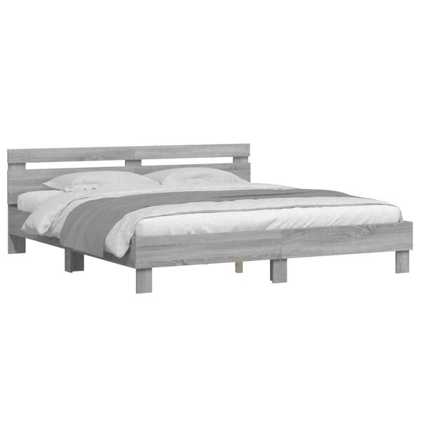 vidaXL Cadre de lit avec tête de lit sonoma gris 200x200 cm