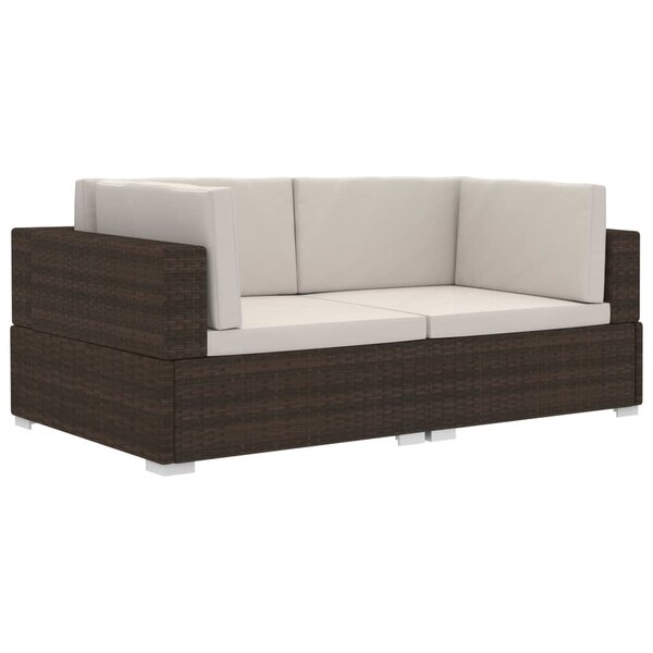 vidaXL Chaises d'angles lot de 2 avec coussins Résine tressée Marron