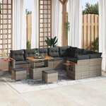 vidaXL Ensemble de canapé de jardin 12 Pièces Gris Poly rotin