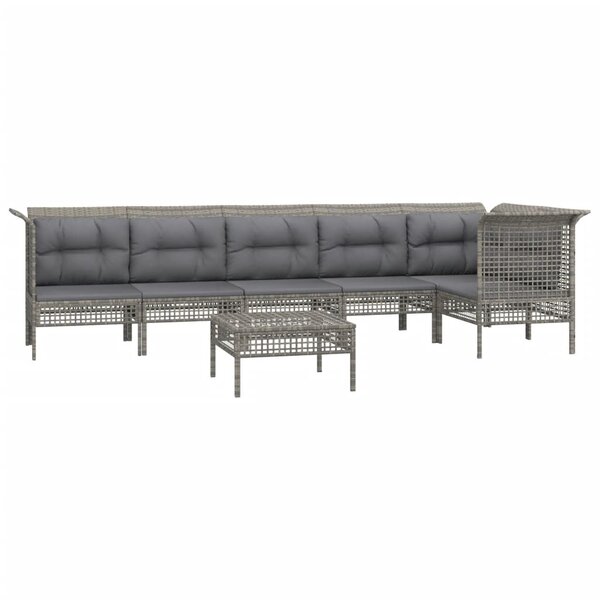 Salon de jardin meuble d'extérieur ensemble de mobilier 7 pièces avec coussins gris résine tressée 02_0017238