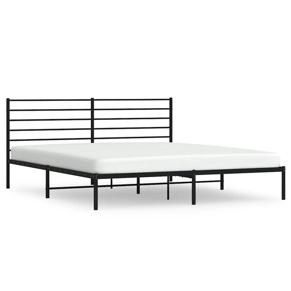 vidaXL Cadre de lit métal sans matelas et tête de lit noir 180x200 cm