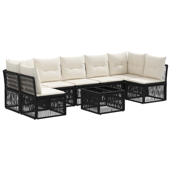 vidaXL Ensemble de canapé de jardin 8 Pièces Noir polyrotin