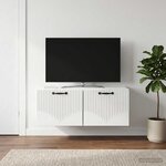 vidaXL Meuble TV mural Montage mural Blanc brillant 78 5 x 41 x 30 cm