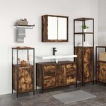 vidaXL Ensemble de mobilier de salle de bain 3 Pièces Chêne fumé et noir