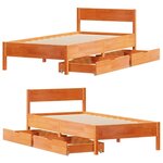 vidaXL Cadre de lit sans matelas cire marron 90x190 cm bois pin massif