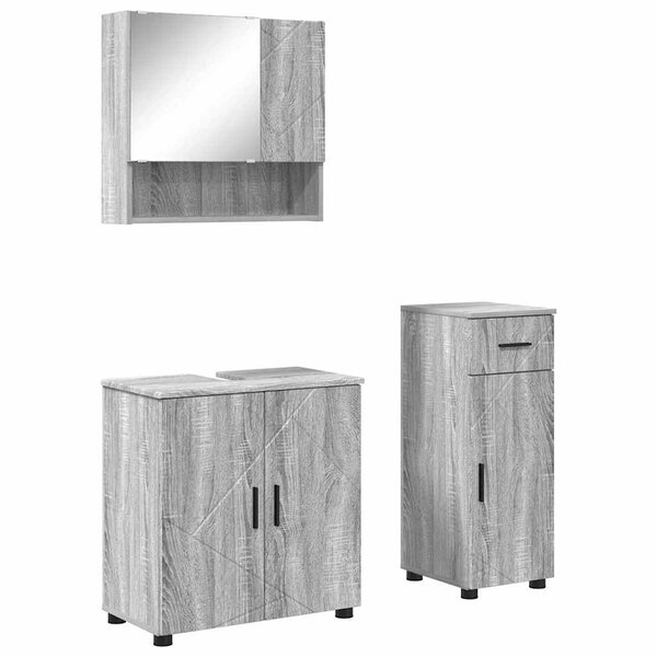 vidaXL Ensemble de mobilier de salle de bain 3 Pièces Sonoma gris