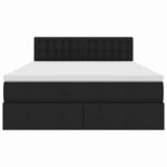 vidaXL Lit avec rangement et LED avec matelas Noir 140 x 200 cm tissu