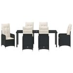 vidaXL Ensemble de salle à manger pour jardin 7 Pièces Noir Poly rotin