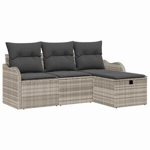 vidaXL Ensemble de canapé de jardin 4 Pièces Gris clair polyrotin