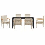 vidaXL Ensemble de salle à manger pour jardin 7 Pièces Beige polyrotin