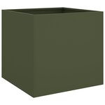 vidaXL Jardinières 2 Pièces vert olive 49x47x46 cm acier