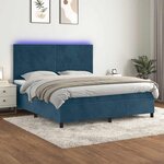 vidaXL Sommier à lattes de lit avec matelas LED Bleu foncé 160x200 cm