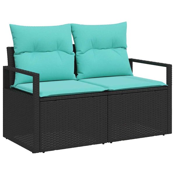 vidaXL Ensemble de canapé de jardin avec coussin 5 Pièces Noir polyrotin