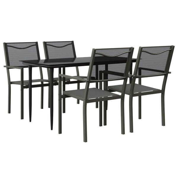 vidaXL Ensemble à manger de jardin 5 Pièces noir textilène et acier