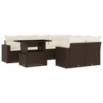 vidaXL Salon de jardin avec coussins 9 Pièces marron résine tressée