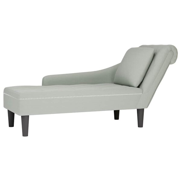 vidaXL Fauteuil long et coussin et accoudoir droit gris clair velours
