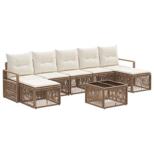 vidaXL Ensemble de canapé de jardin 8 Pièces Beige polyrotin