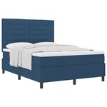 vidaXL Lit à ressorts avec matelas Bleu 140 x 200 cm tissu