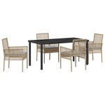 vidaXL Ensemble de Salle à Manger de Jardin 5 Pièces avec Coussins Beige Poly Rattan