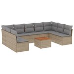 vidaXL Salon de jardin et coussins 10 Pièces mélange beige résine tressée