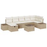 vidaXL Ensemble de canapé de jardin 8 Pièces Beige 55 x 62 x 69 cm