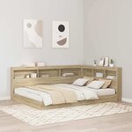vidaXL Lit Bibliothèque Chêne sonoma 160 x 200 cm Bois d'ingénierie
