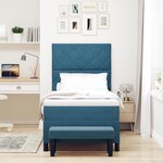 vidaXL Lit Box Spring avec Matelas & Banc Bleu Foncé 90x190 cm Velours