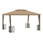 vidaXL Tonnelle avec parois et toit double 3x4 m Taupe