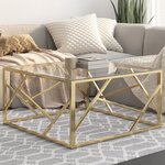 vidaXL Table basse doré acier inoxydable et verre trempé